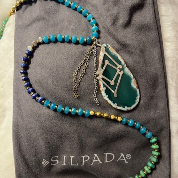Silpada Two-Tone Metal & Multi-Stone Statement Necklase - Picture 2 of 5